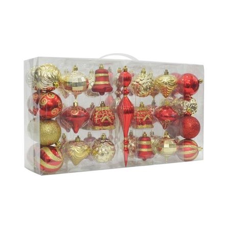 JECO Jeco CHD-TA161 Assorted Shapes Christmas Ornaments; 2 Red & Gold - Pack of 43 CHD-TA161